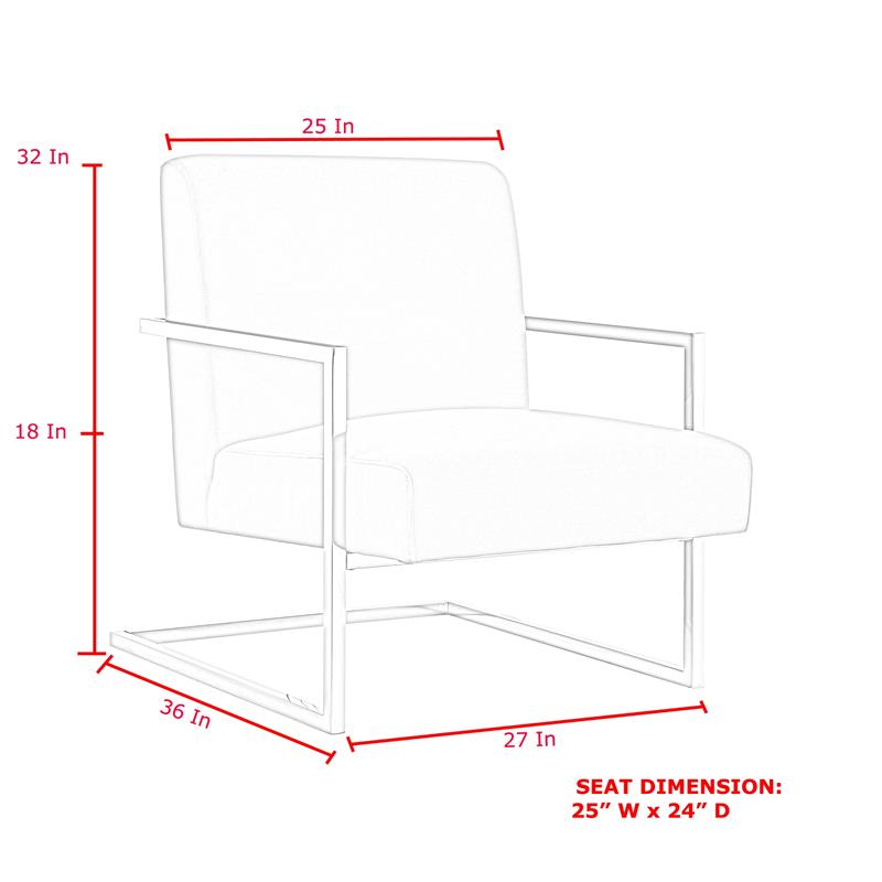 Posh Living Xzavier Faux Leather Accent Chair in Light Gray/Gold