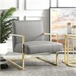 Posh Living Xzavier Faux Leather Accent Chair in Light Gray/Gold