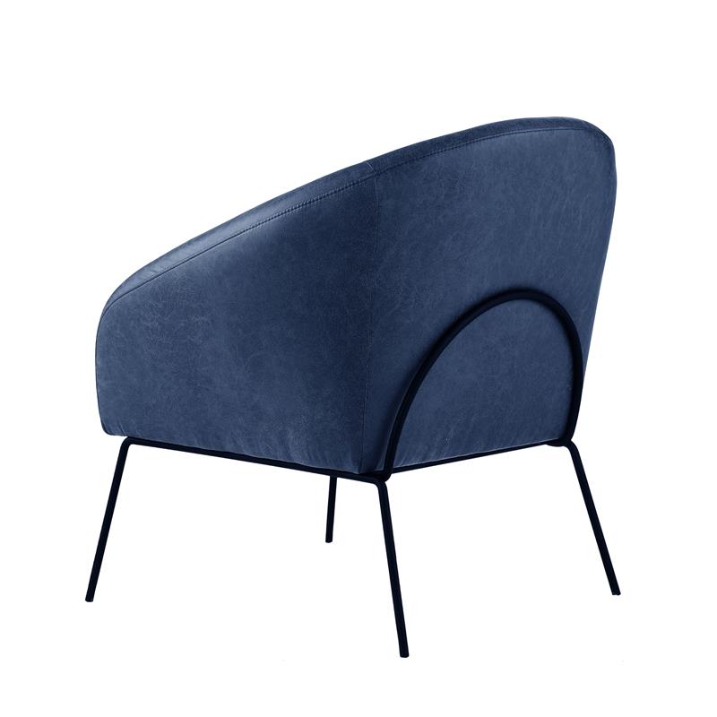 Posh Living Brixton Faux Leather Barrel Back Accent Chair in Navy/Black