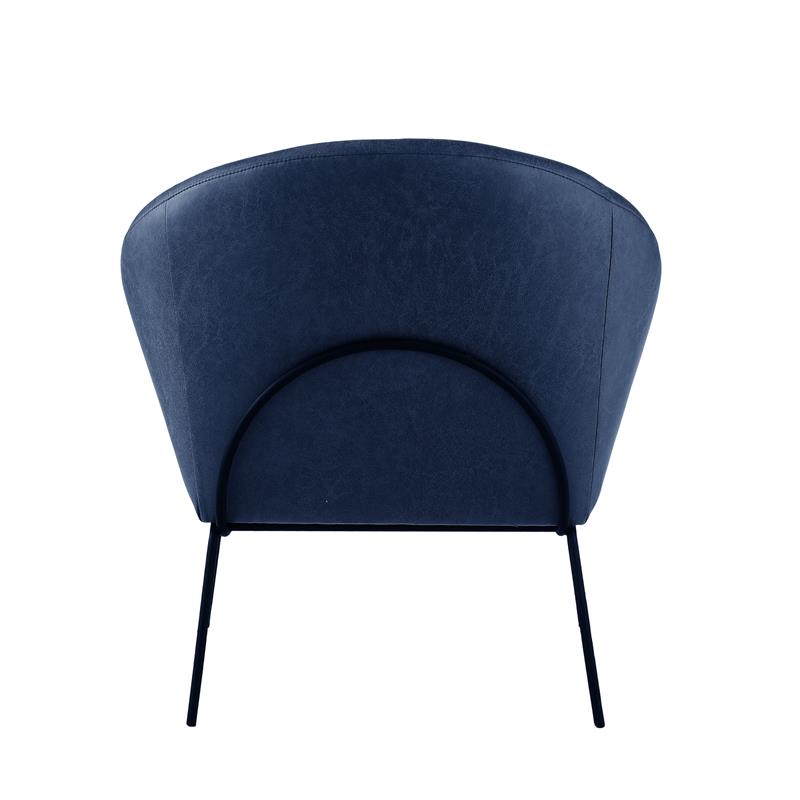 Posh Living Brixton Faux Leather Barrel Back Accent Chair in Navy/Black