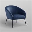 Posh Living Brixton Faux Leather Barrel Back Accent Chair in Navy/Black