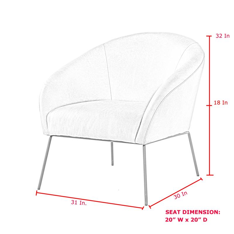 Posh Living Brixton Faux Leather Barrel Back Accent Chair in Navy/Black