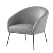 Posh Living Brixton Faux Leather Barrel Back Accent Chair in Light Gray/Black
