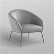 Posh Living Brixton Faux Leather Barrel Back Accent Chair in Light Gray/Black