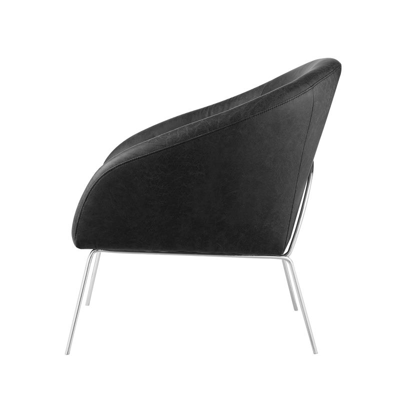 Posh Living Brixton Faux Leather Barrel Back Accent Chair in Charcoal Gray