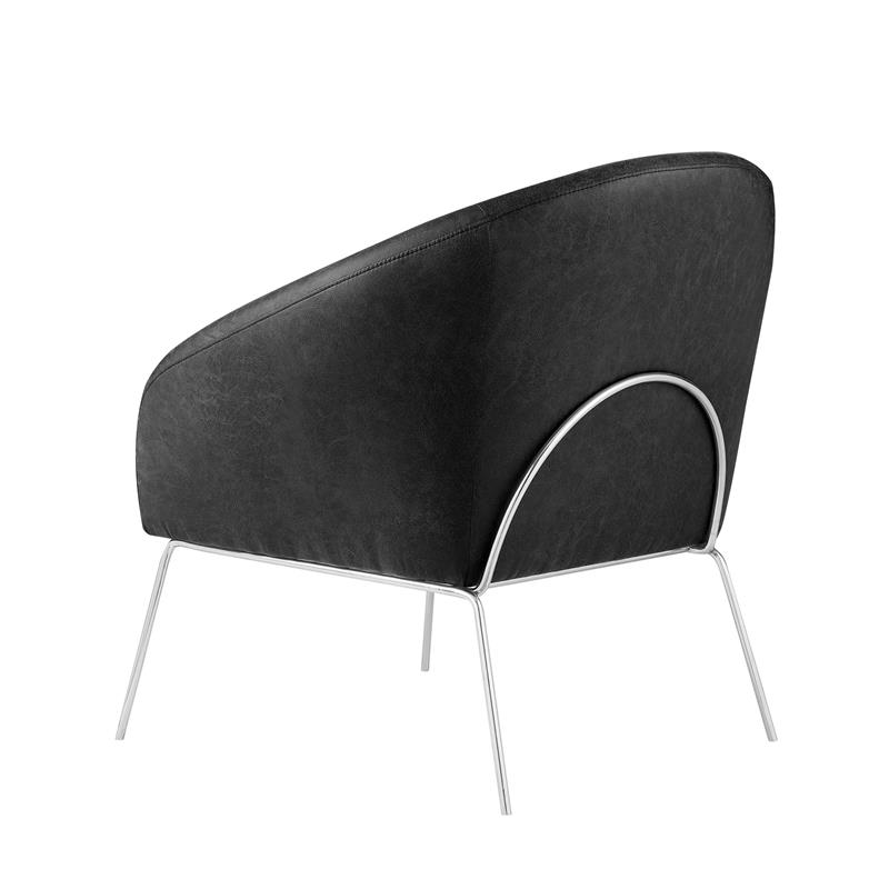 Posh Living Brixton Faux Leather Barrel Back Accent Chair in Charcoal Gray