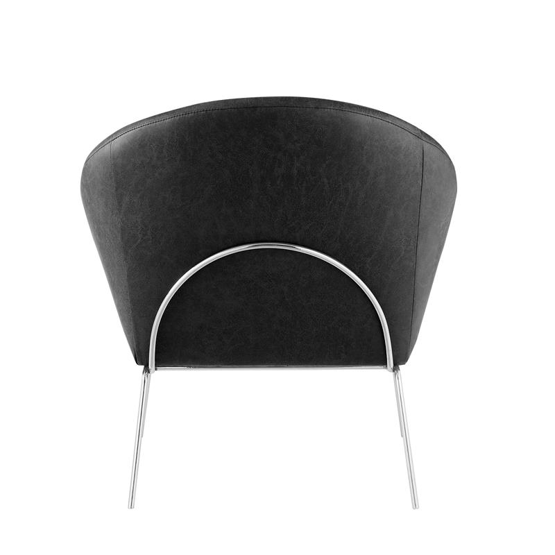 Posh Living Brixton Faux Leather Barrel Back Accent Chair in Charcoal Gray