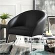 Posh Living Brixton Faux Leather Barrel Back Accent Chair in Charcoal Gray