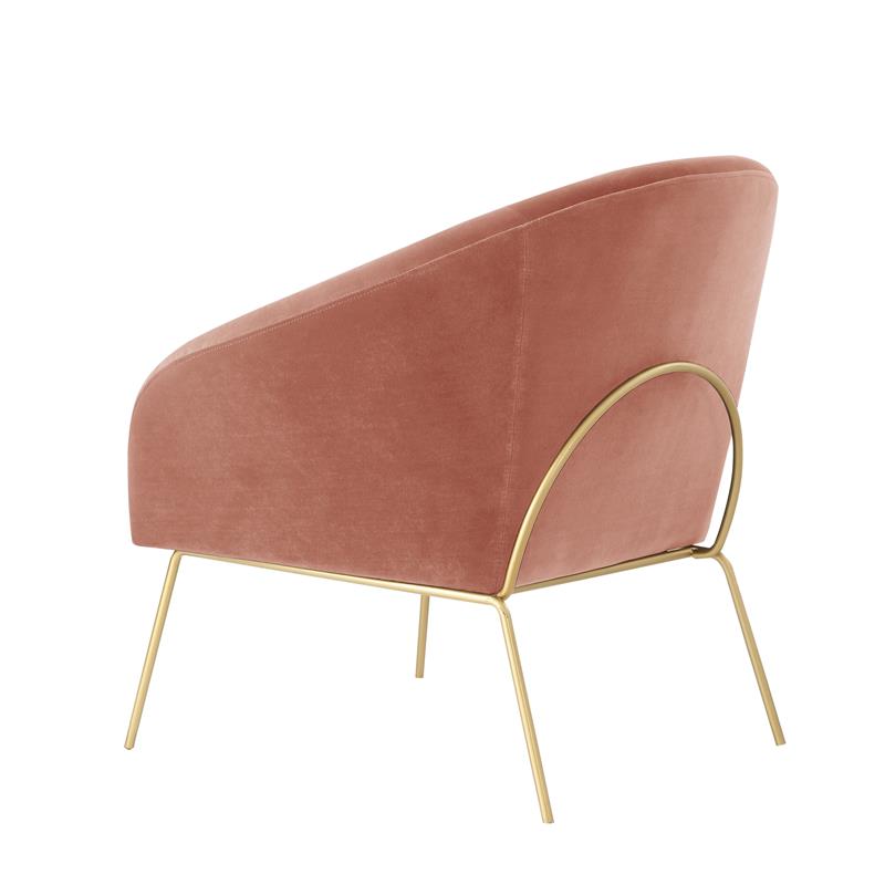 Posh Living Brixton Velvet Barrel Back Accent Chair in Blush Pink/Gold