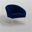 Posh Living Brixton Velvet Barrel Back Accent Chair in Navy Blue/Gold