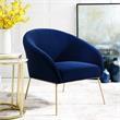 Posh Living Brixton Velvet Barrel Back Accent Chair in Navy Blue/Gold