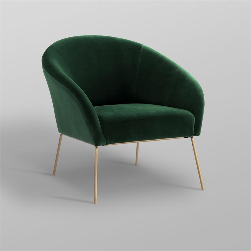 Posh Living Brixton Velvet Barrel Back Accent Chair in Green/Gold