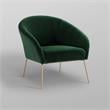 Posh Living Brixton Velvet Barrel Back Accent Chair in Green/Gold