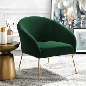 Posh Living Brixton Velvet Barrel Back Accent Chair in Green/Gold