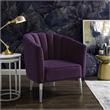 Posh Living Blaze Velvet Upholstered Barrel Back Accent Chair in Purple/Chrome