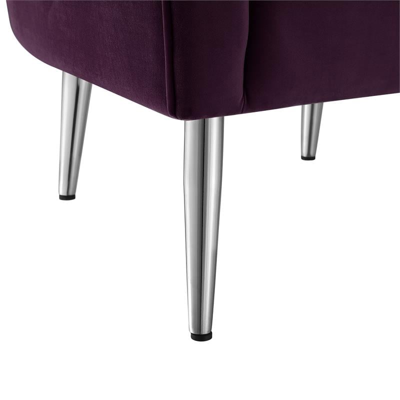 Posh Living Blaze Velvet Upholstered Barrel Back Accent Chair in Purple/Chrome