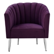 Posh Living Blaze Velvet Upholstered Barrel Back Accent Chair in Purple/Chrome