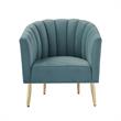 Posh Living Blaze Velvet Upholstered Barrel Back Accent Chair in Teal/Gold
