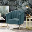 Posh Living Blaze Velvet Upholstered Barrel Back Accent Chair in Teal/Gold