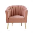 Posh Living Blaze Velvet Upholstered Barrel Back Accent Chair in Blush/Gold