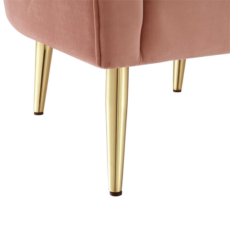 Posh Living Blaze Velvet Upholstered Barrel Back Accent Chair in Blush/Gold