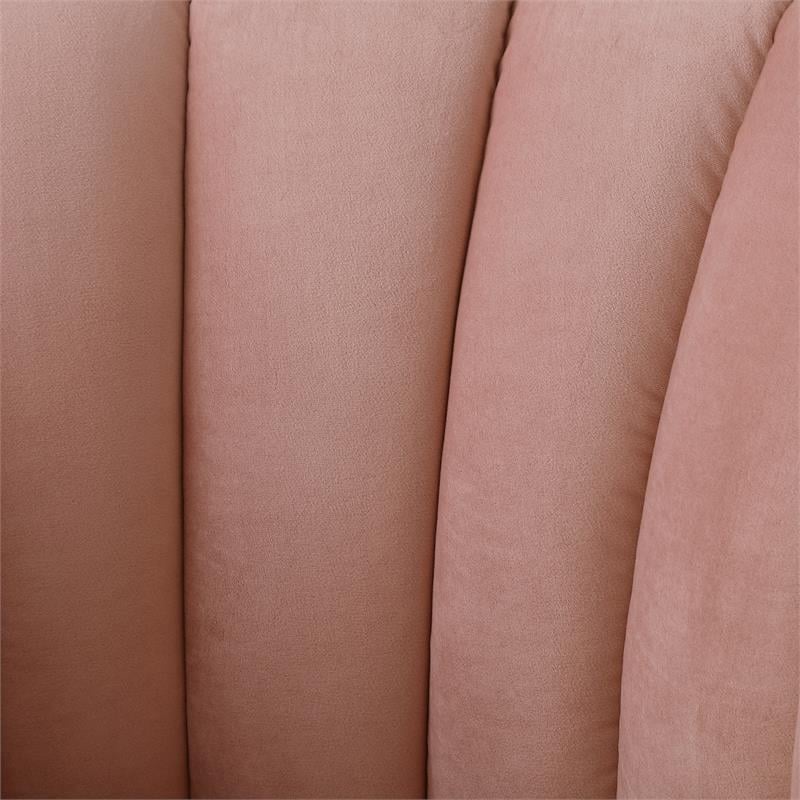 Posh Living Blaze Velvet Upholstered Barrel Back Accent Chair in Blush/Gold