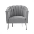 Posh Living Blaze Velvet Upholstered Barrel Back Accent Chair in Gray/Chrome