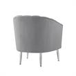 Posh Living Blaze Velvet Upholstered Barrel Back Accent Chair in Gray/Chrome