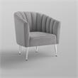 Posh Living Blaze Velvet Upholstered Barrel Back Accent Chair in Gray/Chrome