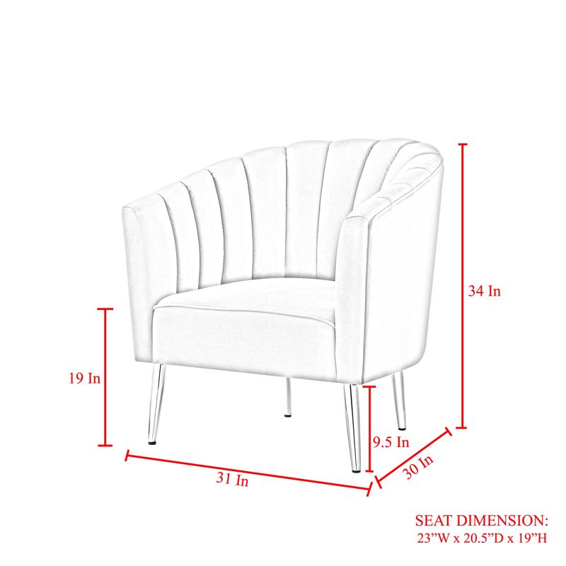 Posh Living Blaze Velvet Upholstered Barrel Back Accent Chair in Gray/Chrome