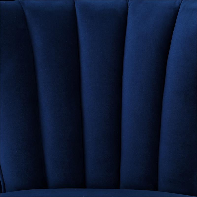 Posh Living Damari Tufted Velvet Wingback Accent Chair in Navy Blue