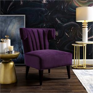 Posh Living Damari Tufted Velvet Wingback Accent Chair in Purple