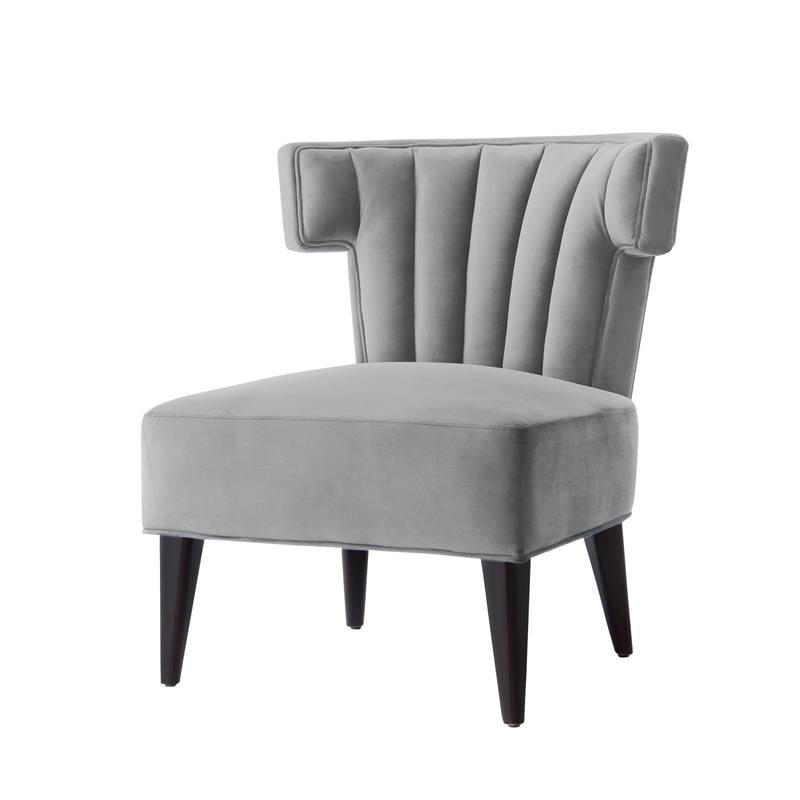 Posh Living Damari Tufted Velvet Wingback Accent Chair in Gray