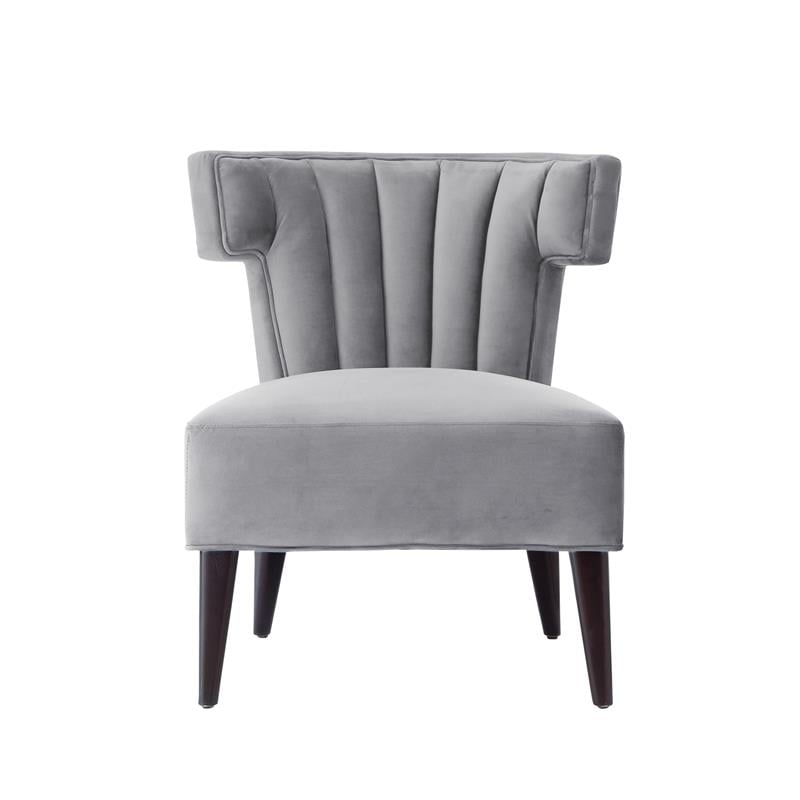 Posh Living Damari Tufted Velvet Wingback Accent Chair in Gray