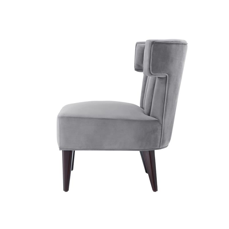 Posh Living Damari Tufted Velvet Wingback Accent Chair in Gray