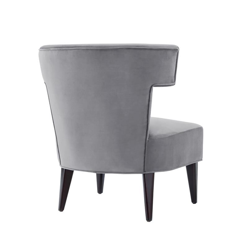 Posh Living Damari Tufted Velvet Wingback Accent Chair in Gray