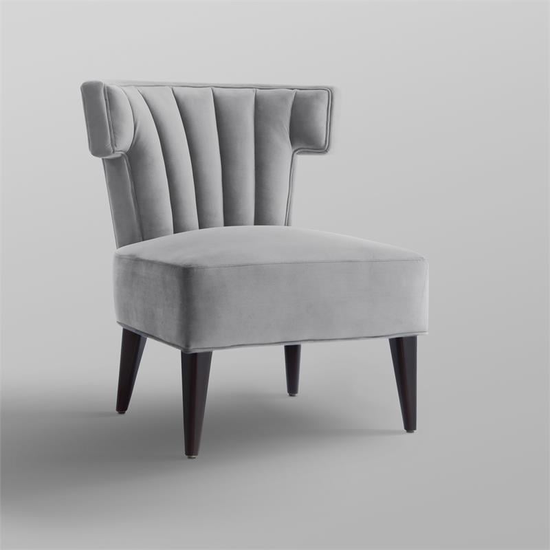 Posh Living Damari Tufted Velvet Wingback Accent Chair in Gray