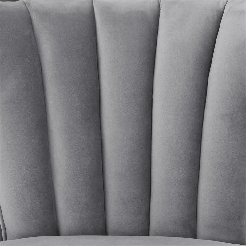 Posh Living Damari Tufted Velvet Wingback Accent Chair in Gray