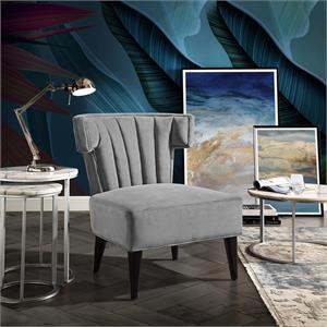 Posh Living Damari Tufted Velvet Wingback Accent Chair in Gray