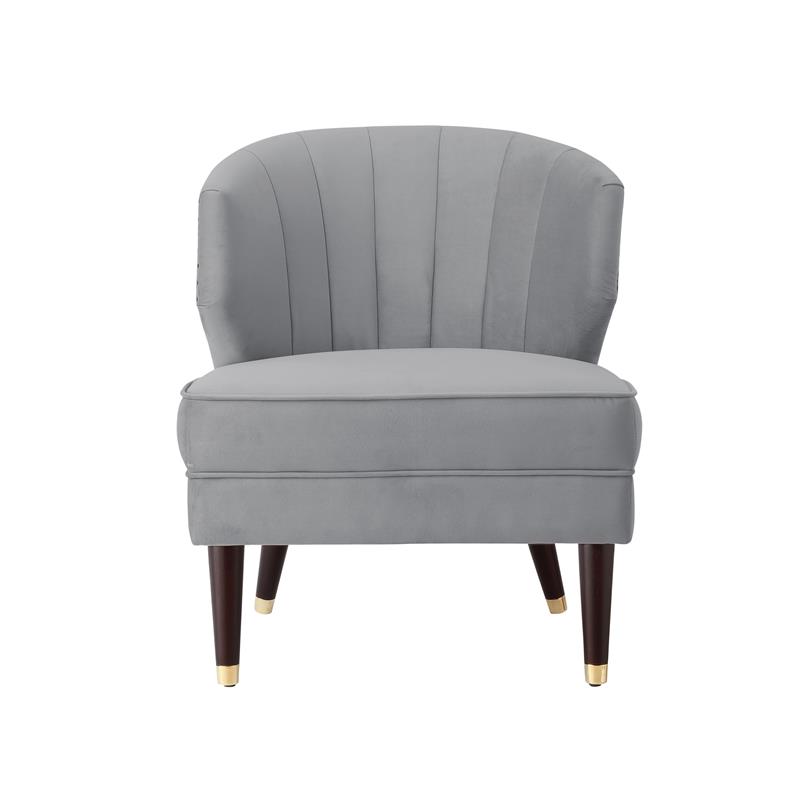 Posh Living Shepherd Velvet Wingback Accent Chair in Gray