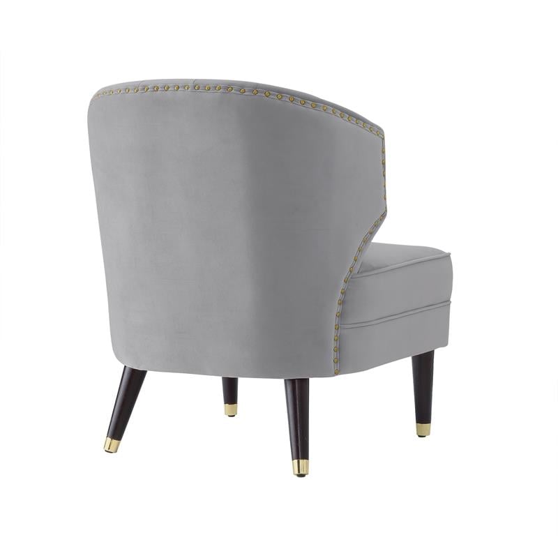 Posh Living Shepherd Velvet Wingback Accent Chair in Gray