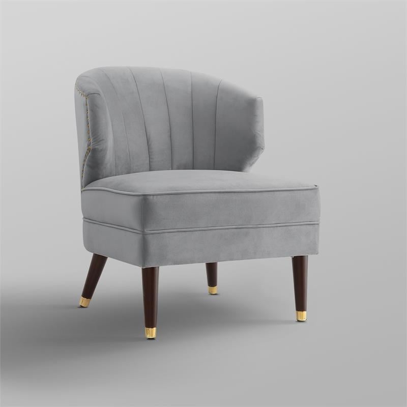 Posh Living Shepherd Velvet Wingback Accent Chair in Gray