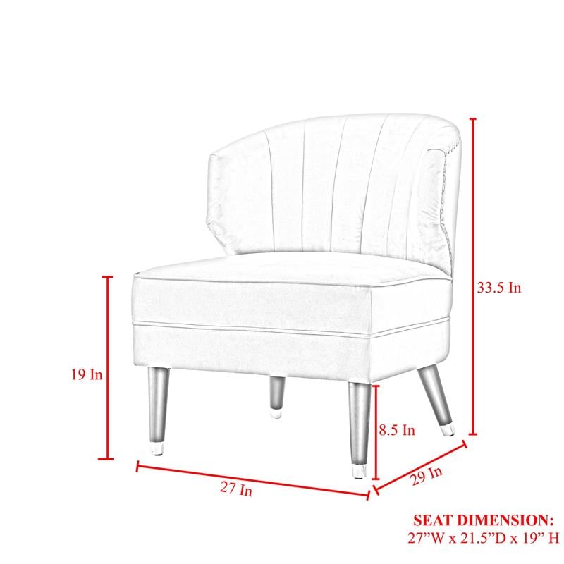 Posh Living Shepherd Velvet Wingback Accent Chair in Gray