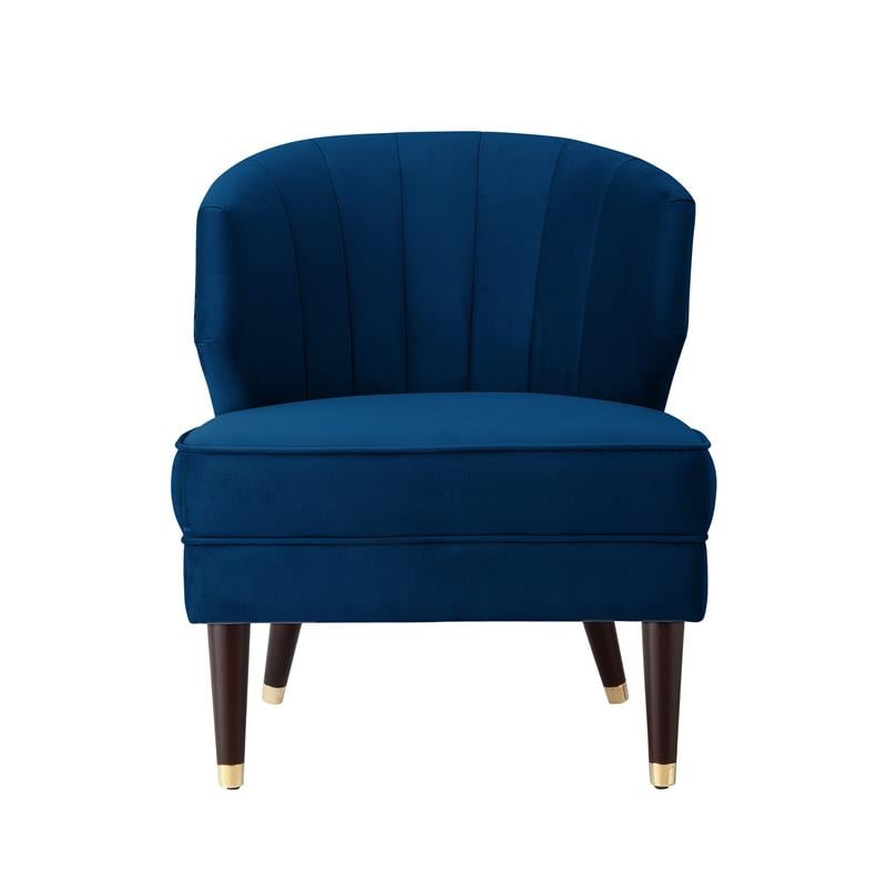Posh Living Shepherd Velvet Accent Chair in Navy Blue