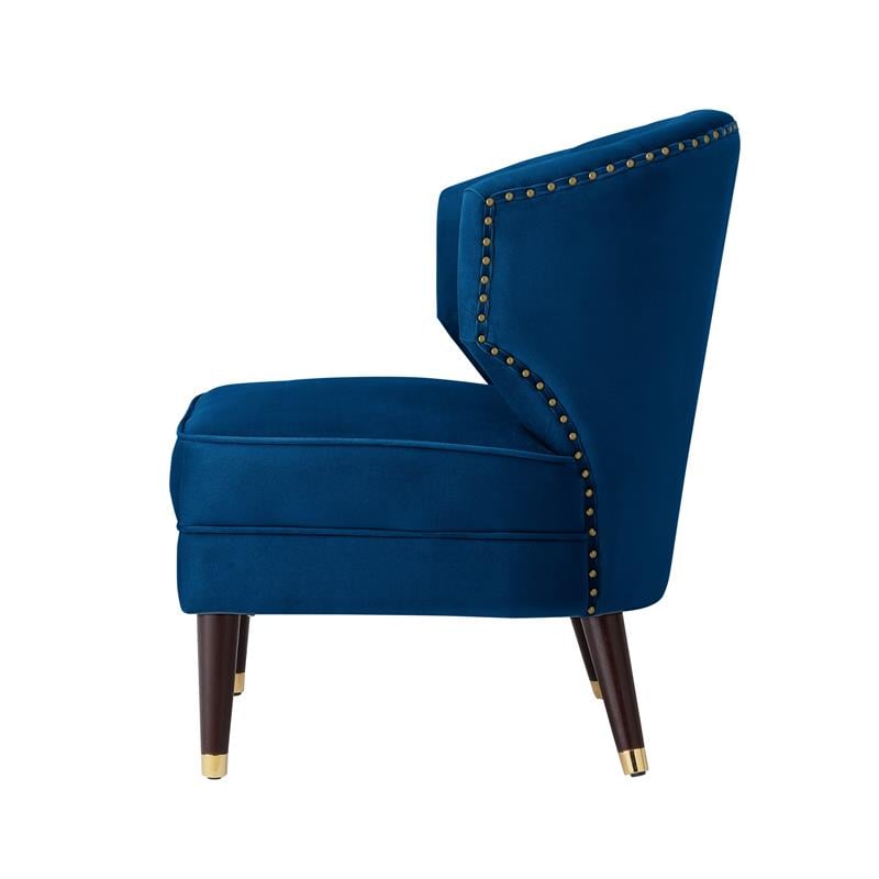Posh Living Shepherd Velvet Accent Chair in Navy Blue