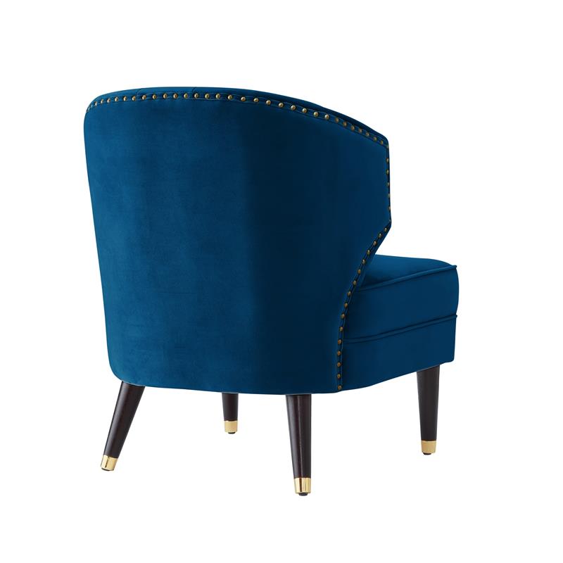 Posh Living Shepherd Velvet Accent Chair in Navy Blue