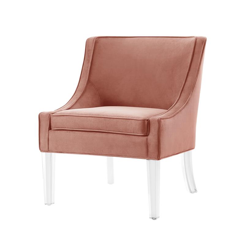 Posh Living Juelz Velvet Swooped Arm Accent Chair in Blush Pink