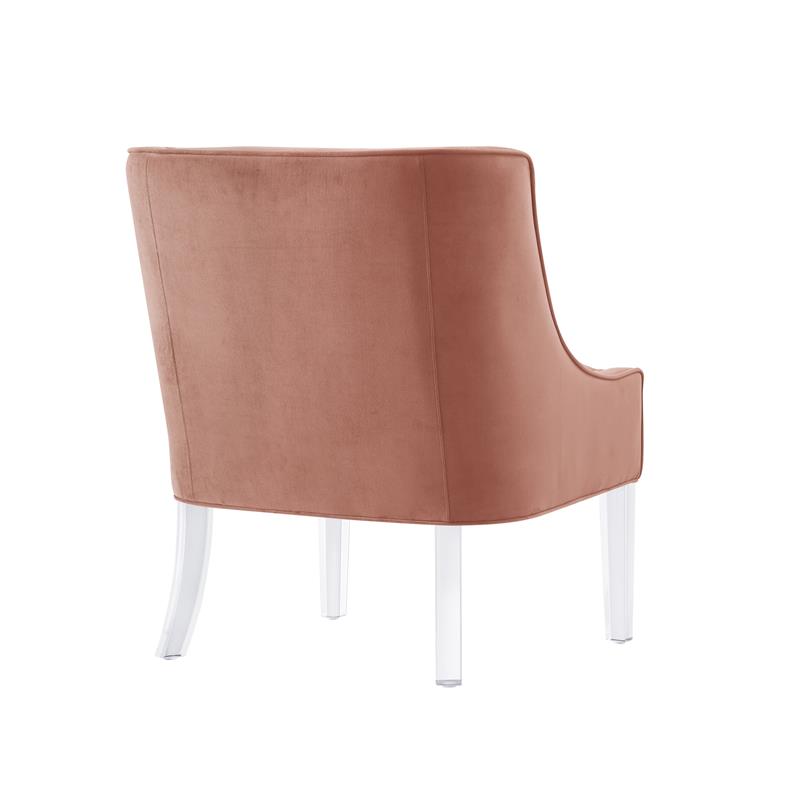 Posh Living Juelz Velvet Swooped Arm Accent Chair in Blush Pink