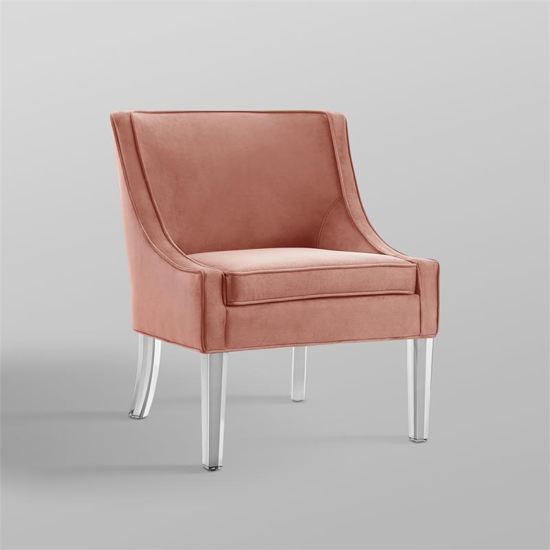 Posh Living Juelz Velvet Swooped Arm Accent Chair in Blush Pink