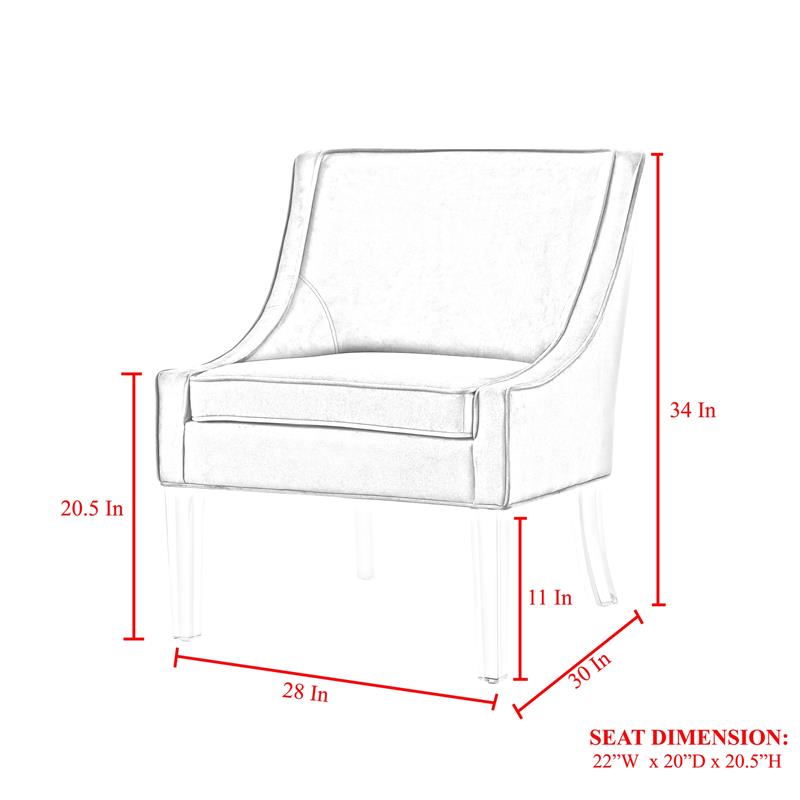 Posh Living Juelz Velvet Swooped Arm Accent Chair in Blush Pink